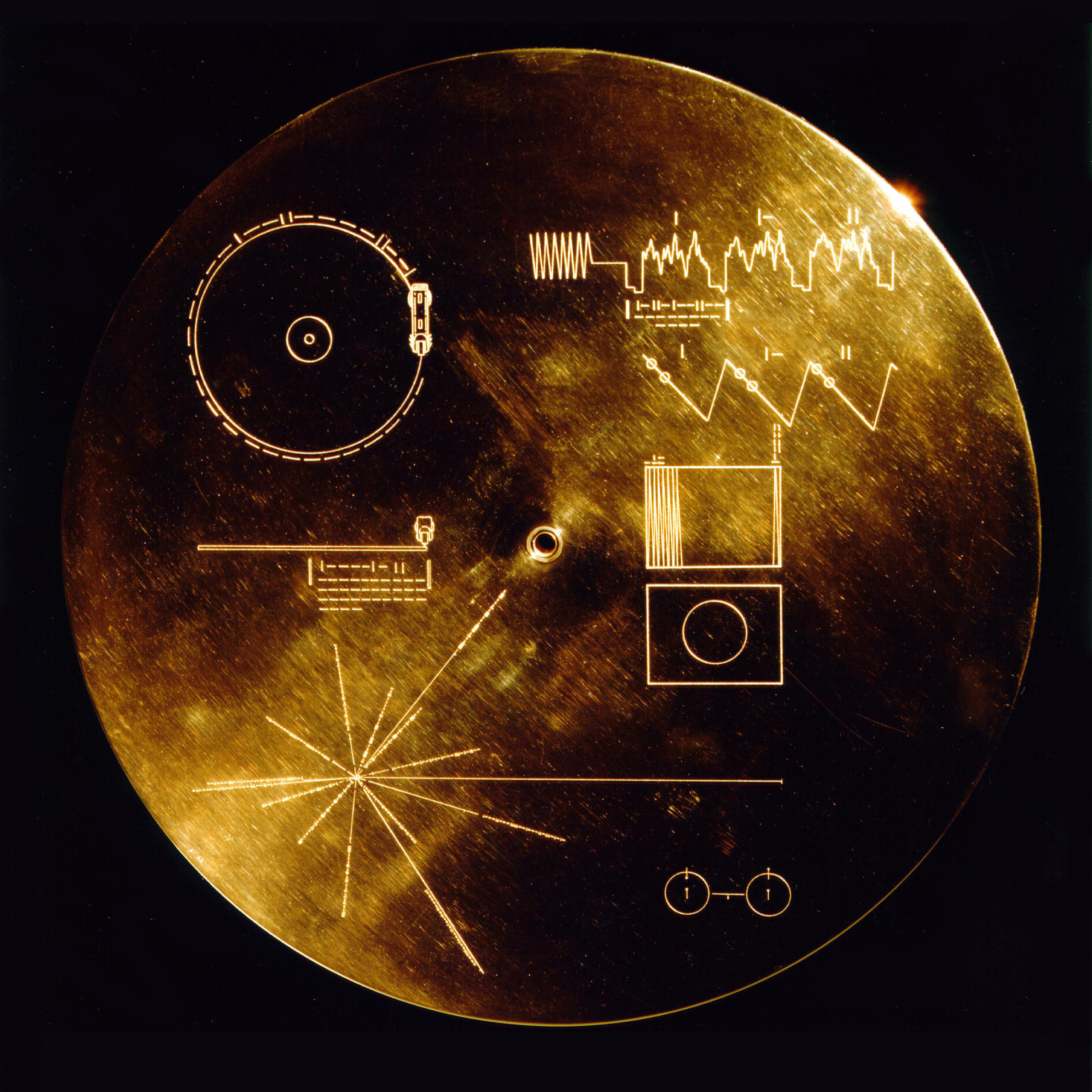 The engraved cover of the Voyager Golden Record